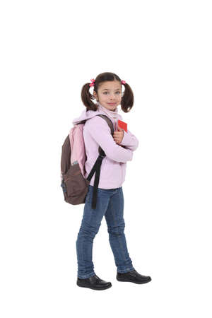 Young girl going to schoolの写真素材