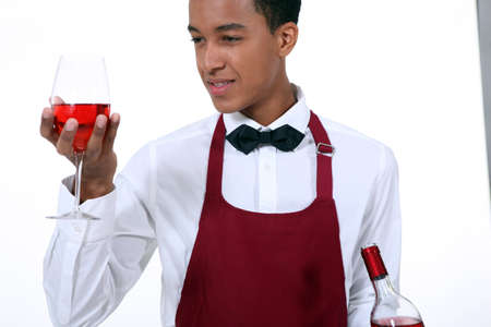 young wine waiterの写真素材