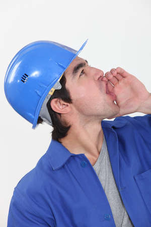 Manual worker shoutingの写真素材