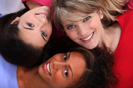 Portrait of young girls' facesの写真素材