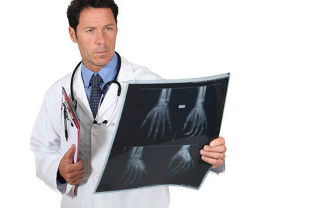 Doctor examining x-ray image