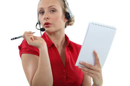 Flirtatious call-center workerの写真素材