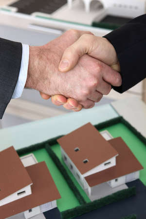 Architects shaking handsの写真素材