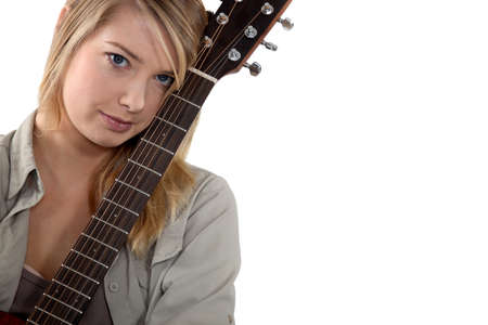 Blondie with a guitar.の写真素材