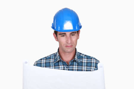 A foreman checking plans.の写真素材