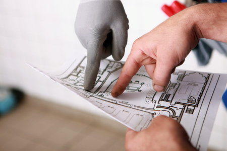 Electricians looking at a diagram