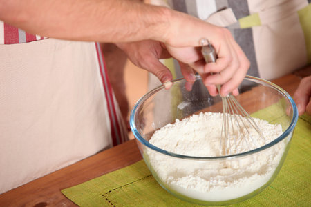 Whisking flour