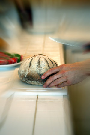 cutting bread