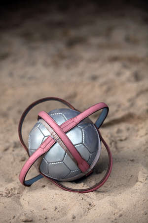 football in the sandの写真素材