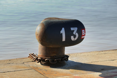 Numbered bollard at the pier