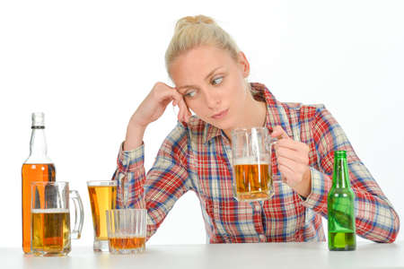 Drunk blond woman needs to stopの写真素材