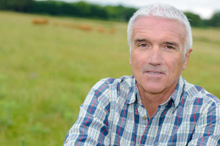 man in the fieldの写真素材