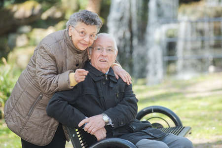 elderly couple in the parkの写真素材