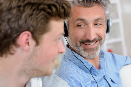 father and son at home
