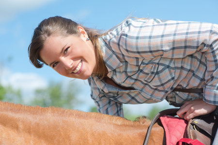 Woman on horsebackの写真素材