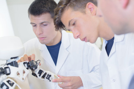 Students working on robot