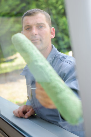 cleaning a glass window