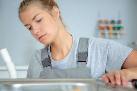 fitting the sinkの写真素材