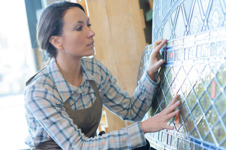 making glass windowsの写真素材