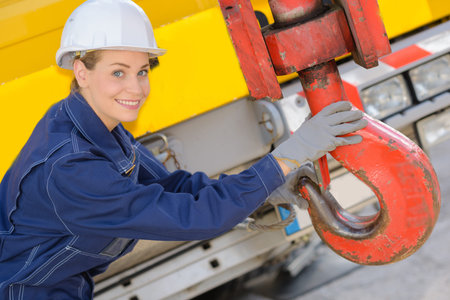 Woman holding winch