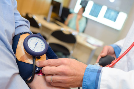 Closeup of blood pressure being taken