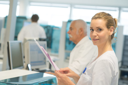 female doctor reading some patient results