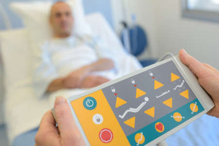 remote control of patient bed in the hospitalの写真素材