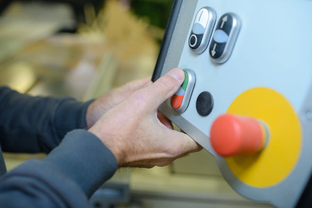 pressing the buttonの写真素材