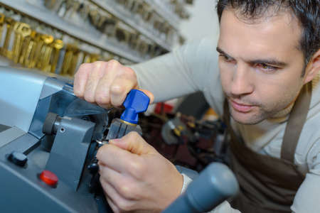 locksmith cutting new keyの写真素材