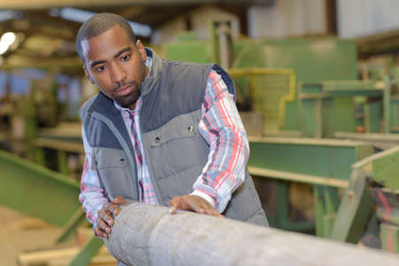 Man in sawmillの写真素材