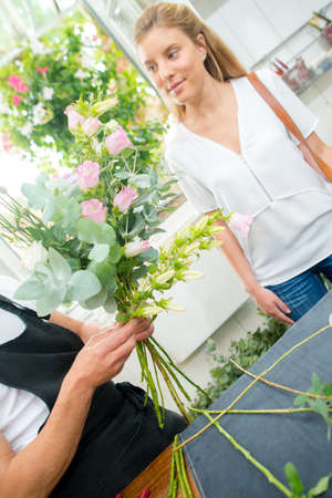 customer and flowersの写真素材