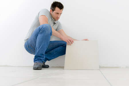 Tiler hard at workの写真素材