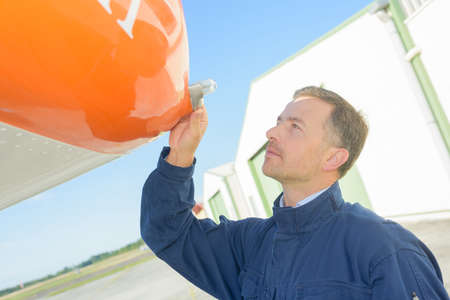 outside the hangarの写真素材