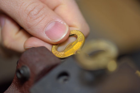 cutting a keyの写真素材