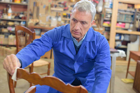 cleaning the chairの写真素材