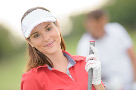 woman golfer posingの写真素材