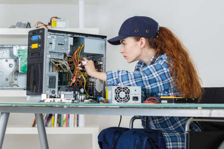 fixing a motherboardの写真素材