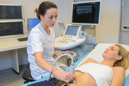 woman having ultrasoundの写真素材
