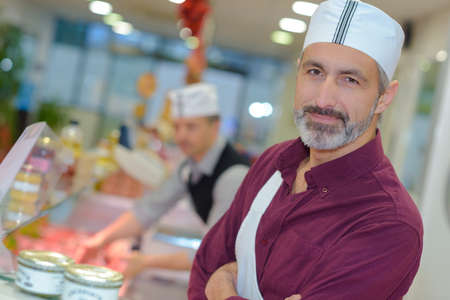 Portrait of mature butcherの写真素材