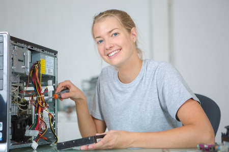 computer technician posingの写真素材