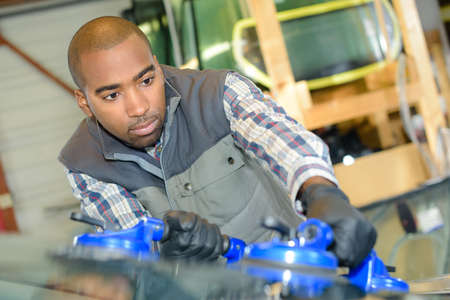 realigning the windshieldの写真素材