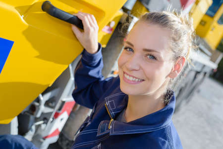 climbing on a heavy equipmentの写真素材
