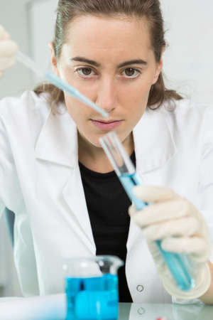 young student with test tubeの写真素材