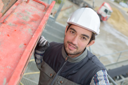 worker and steel frame