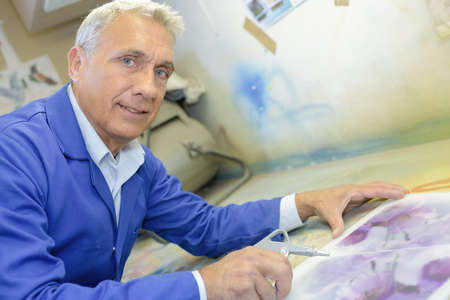 painting using airsprayの写真素材