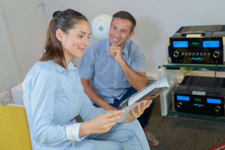 relaxing to musicの写真素材