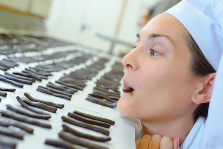 Chef eating chocolate