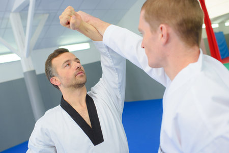 two martial arts fighters practicing
