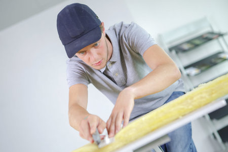 Young man using planeの写真素材