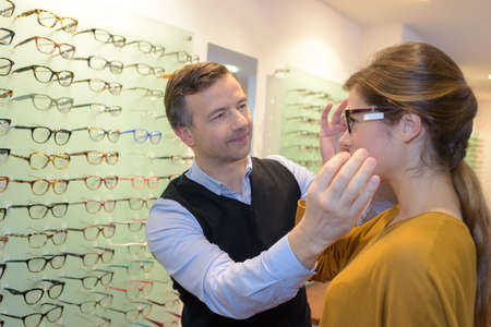 fitting an eyewearの写真素材